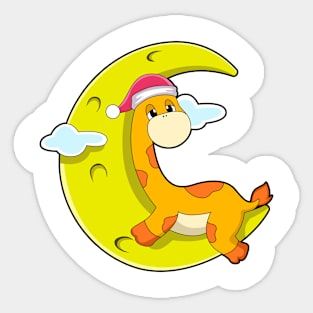 Giraffe at Sleeping with Moon Sticker